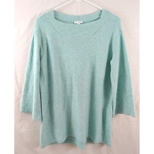 Pure Jill J Jill Womens Sweater Top Sz Small Petite Blue 3/4 Sleeves